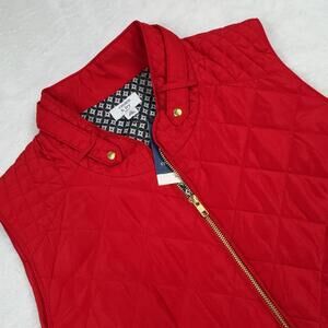 Crown & Ivy Vest Womens 3X Red Quilted Insulated Lined Pockets Taffeta Full Zip
